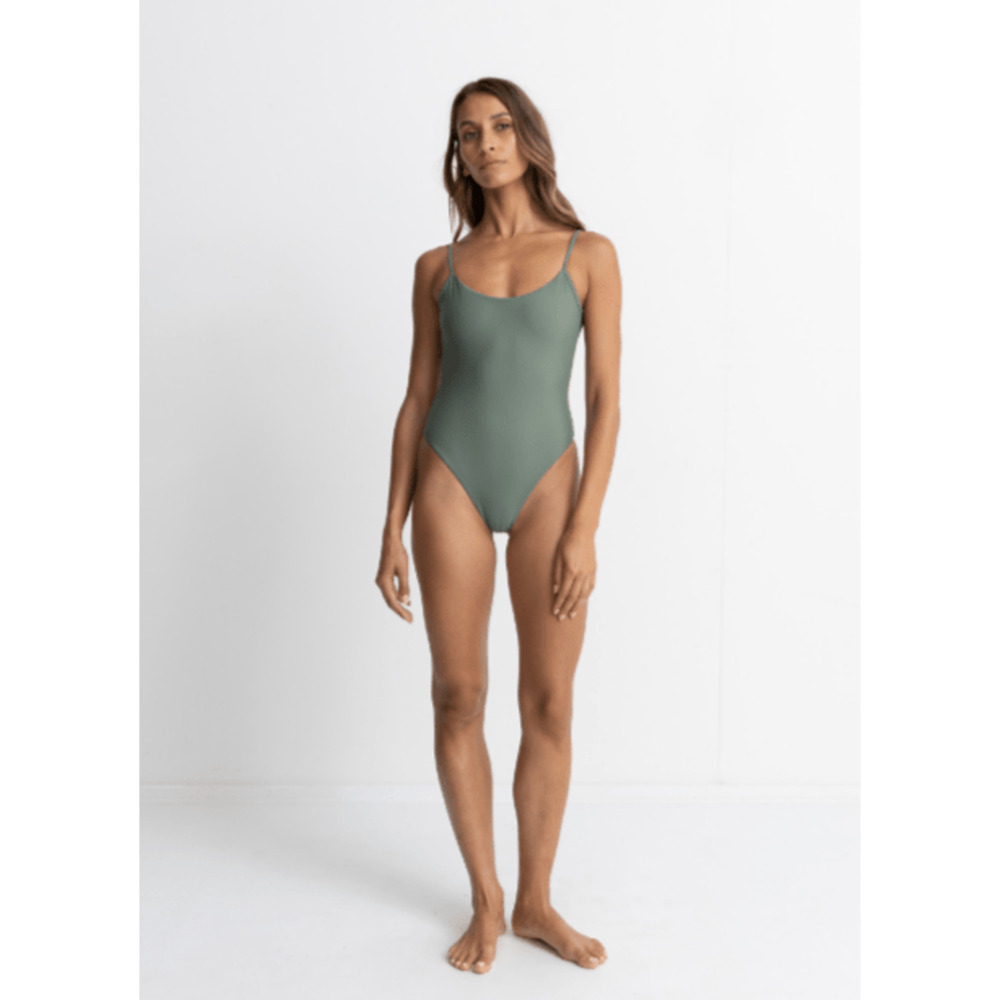 Rhythm. Olive Green Scoop One-Piece Swimsuit